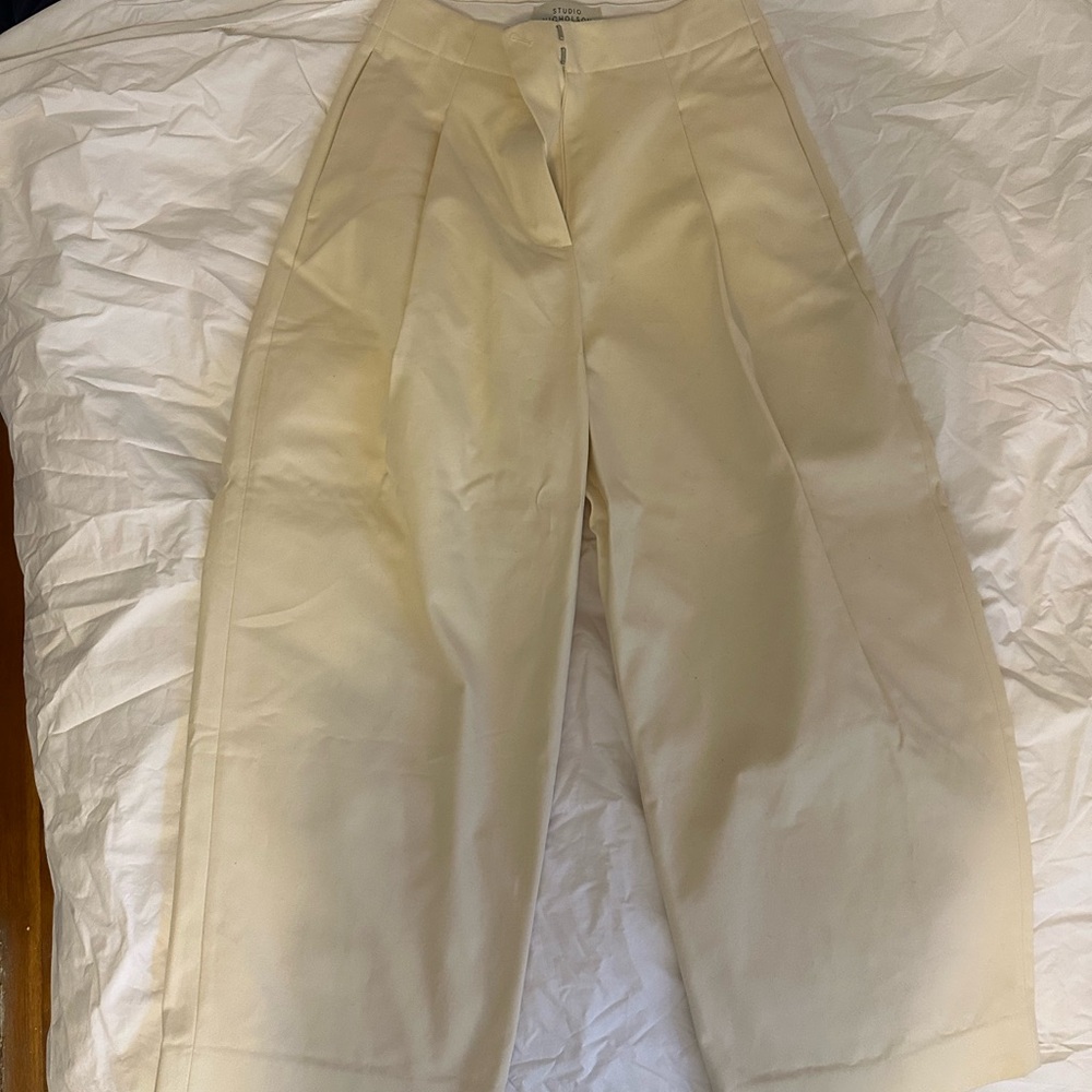 Cream Pleated Trousers